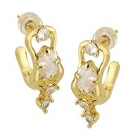 Cubic Zirconia Micro Pave Brass Earring gold color plated fashion jewelry & micro pave cubic zirconia & for woman golden nickel lead & cadmium free 25mm Sold By Pair