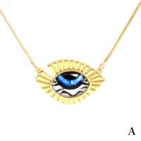Evil Eye Schmuck Halskette, Messing, mit Harz, Auge, goldfarben plattiert, für Frau, keine, 25x17mm, Länge:ca. 19.68 ZollInch, verkauft von PC
