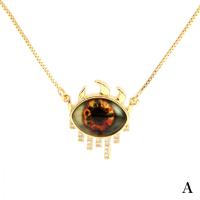Collier Evil Eye bijoux, laiton, avec résine, œil, Placage de couleur d'or, pavé de micro zircon & pour femme, plus de couleurs à choisir, 21x19mm, Longueur:Environ 19.68 pouce, Vendu par PC