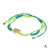 Bracelet de perles de verre, laiton, avec Seedbead, fait à la main, Réglable & pavé de micro zircon & pour femme, plus de couleurs à choisir, 220mm, Vendu par PC