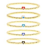 Evil Eye Jewelry Bracelet, Brass, gold color plated, for woman & enamel, more colors for choice, 170mm, Sold By PC
