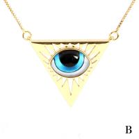 Evil Eye Jewelry Necklace, Brass, with Resin, Triangle, gold color plated, for woman, more colors for choice, 25x30mm, Length:Approx 19.68 Inch, Sold By PC