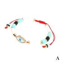 Bracelet Evil Eye bijoux, laiton, avec argile de polymère & coquille, fait à la main, styles différents pour le choix & pavé de micro zircon & pour femme, rouge, 220mm, Vendu par PC