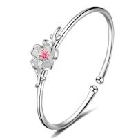 Cupronickel Bangle Flower silver color plated Adjustable & for woman silver color Sold By PC