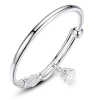 Cupronickel Bangle, silver color plated, Adjustable & for woman, silver color, Sold By PC