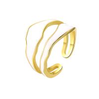 Anillo de dedo de latón, metal, chapado en color dorado, Doble capa & Ajustable & para mujer & esmalte, dorado, 2PCs/Bolsa, Vendido por Bolsa