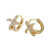 Cubic Zirconia Micro Pave Brass Earring Starfish plated micro pave cubic zirconia & for woman Sold By Bag