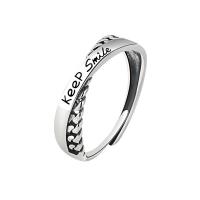 Brass Finger Ring, thick silver plated, Adjustable & for woman, original color, 2PCs/Bag, Sold By Bag