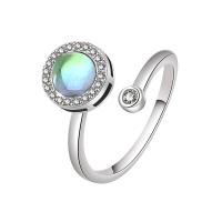 Cubic Zirconia Micro Pave Brass Ring with Cats Eye platinum plated Adjustable & micro pave cubic zirconia & for woman original color Sold By Bag