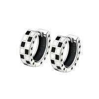 Brass Huggie Hoop Earring, thick silver plated, for woman & enamel, silver color, 12.80x12.80mm, 2Pairs/Bag, Sold By Bag