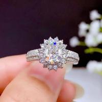 Cubic Zirconia Micro Pave Brass Ring Flower platinum plated & micro pave cubic zirconia & for woman nickel lead & cadmium free US Ring Sold By PC