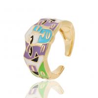 Ring Finger mosiądz, Platerowane w kolorze złota, Regulowane & dla kobiety & emalia, dostępnych więcej kolorów, 22mm, sprzedane przez PC