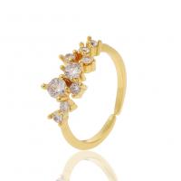 Cubique anneau en laiton Circonia Micro Pave, Placage de couleur d'or, Réglable & pavé de micro zircon & pour femme, 20mm, Vendu par PC