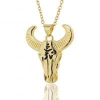 Brass Necklace, Bull, gold color plated, for woman & enamel, more colors for choice, 23x27.20mm, Length:Approx 17.7 Inch, Sold By PC