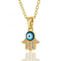 Evil Eye Jewelry Necklace Brass gold color plated & micro pave cubic zirconia & for woman & enamel Length Approx 17.7 Inch Sold By PC