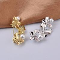 Plastic Pearl Brooch Zinc Alloy with Plastic Pearl for woman nickel lead & cadmium free 42mm Sold By PC