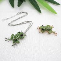 Rhinestone Brooch Zinc Alloy with 2.56inch extender chain Frog Unisex & with rhinestone nickel lead & cadmium free Length Approx 17.72 Inch Sold By PC