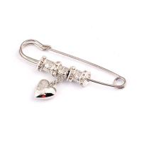 Tibetan Style Brooches, silver color plated, Unisex, nickel, lead & cadmium free, 75mm, Sold By PC