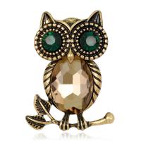Rhinestone Brooch, Tibetan Style, Owl, for woman & with rhinestone, more colors for choice, nickel, lead & cadmium free, 36x28mm, Sold By PC