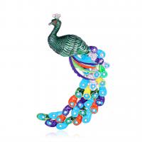 Enamel Brooch Zinc Alloy Peacock platinum color plated for woman & with rhinestone nickel lead & cadmium free Sold By PC