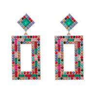 Rhinestone Earring, Tibetan Style, fashion jewelry & for woman & with rhinestone, more colors for choice, nickel, lead & cadmium free, 74x33mm, Sold By Pair