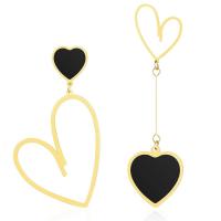 Asymmetric Earrings Titanium Steel Heart Vacuum Ion Plating fashion jewelry & for woman Sold By Pair