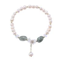 Freshwater Cultured Pearl Bracelet Brass with Natural Stone & Freshwater Pearl high quality plated fashion jewelry & for woman nickel lead & cadmium free Inner Approx 55mm Sold By PC