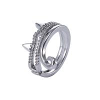 Cubic Zirconia Micro Pave Brass Ring, Copper Alloy, high quality plated, fashion jewelry & micro pave cubic zirconia & for woman, silver color, nickel, lead & cadmium free, 18mm, Sold By PC
