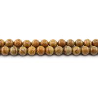 Holzmaserung Stein Perlen, Grain Stein, rund, poliert, DIY & verschiedene Größen vorhanden, gelb, verkauft per ca. 38 cm Strang