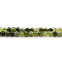 Natürliche Streifen Achat Perlen, rund, poliert, DIY & verschiedene Größen vorhanden, grasgrün, verkauft per ca. 38 cm Strang
