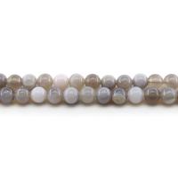 Natürliche Streifen Achat Perlen, rund, poliert, DIY & verschiedene Größen vorhanden, grau, verkauft per ca. 38 cm Strang