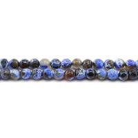 Feuerachat Perle, rund, poliert, DIY & verschiedene Größen vorhanden & facettierte, blau, verkauft per ca. 38 cm Strang