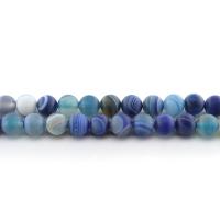 Natürliche Streifen Achat Perlen, rund, poliert, DIY & verschiedene Größen vorhanden & satiniert, royalblau, verkauft per ca. 38 cm Strang