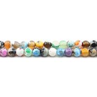 Feuerachat Perle, rund, poliert, DIY & verschiedene Größen vorhanden, gemischte Farben, verkauft per ca. 38 cm Strang