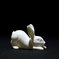 Décoration de mode , Porcelaine blanche, lapin, fait à la main, pour la maison et le bureau & durable, 80x45x55mm, Vendu par PC