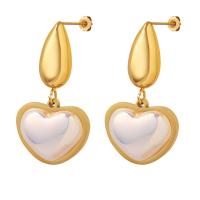 Titanium Steel  Earring with Plastic Pearl Heart fashion jewelry & for woman 16*31mm 7mm Sold By Pair