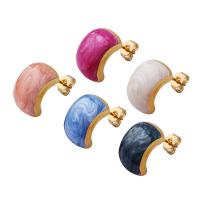 Brass Stud Earring, fashion jewelry & for woman & enamel, more colors for choice, nickel, lead & cadmium free, 11x15mm, Sold By Pair