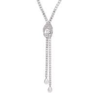 Zinc Alloy Sweater Chain Necklace with Plastic Pearl fashion jewelry & for woman & with rhinestone silver color nickel lead & cadmium free Sold Per Approx 29.13 Inch Strand