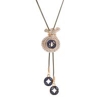 Zinek svetr řetěz náhrdelník, s Krystal, módní šperky & pro ženy & s drahokamu, zlatý, nikl, olovo a kadmium zdarma, 25x33mm, Prodáno za Cca 35.43 inch Strand