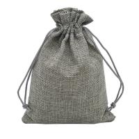 Linen Drawstring Bag, grey, 130x180mm, Sold By PC