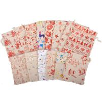 Jewelry Pouches Bags, Linen, Christmas Design & different designs for choice, more colors for choice, 100x140mm, Sold By PC