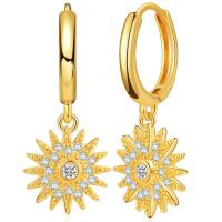 Cubic Zirconia Micro Pave Brass Earring gold color plated fashion jewelry & micro pave cubic zirconia & for woman golden nickel lead & cadmium free 10mm 26mm Sold By Pair