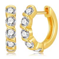 Cubic Zirconia Micro Pave Brass Earring, 18K gold plated, fashion jewelry & micro pave cubic zirconia & for woman, golden, nickel, lead & cadmium free, 10x12mm, Sold By Pair