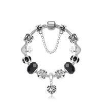 Tibetan Style European Bracelet, with Crystal, platinum color plated, different size for choice & for woman, Sold By PC