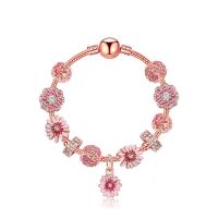 Zinc Alloy European Bracelet rose gold color plated & for woman & enamel & with rhinestone Sold By PC