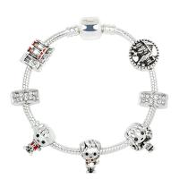 Tibetan Style European Bracelet, platinum color plated, different size for choice & for woman & with rhinestone, Sold By PC