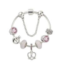 Tibetan Style European Bracelet, with Lampwork, platinum color plated, different size for choice & for woman & with rhinestone, Sold By PC