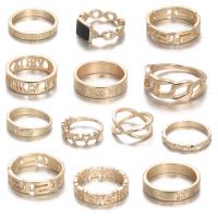 Zinc Alloy Ring Set plated 13 pieces & for woman & with rhinestone 17-19mm Sold By Set