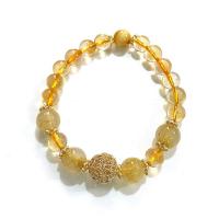 Quartz Bracelets, Rutilated Quartz, polished, different styles for choice & for woman, golden, Sold By PC