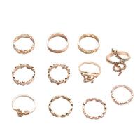 Juego de anillos de aleación de zinc, con Perlas plásticas, chapado, 11 piezas & para mujer, 16-17mm, Vendido por Set